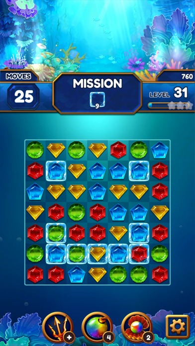 アンダーザディープシー：ジュエルマッチ3パズルのスクリーンショット_2