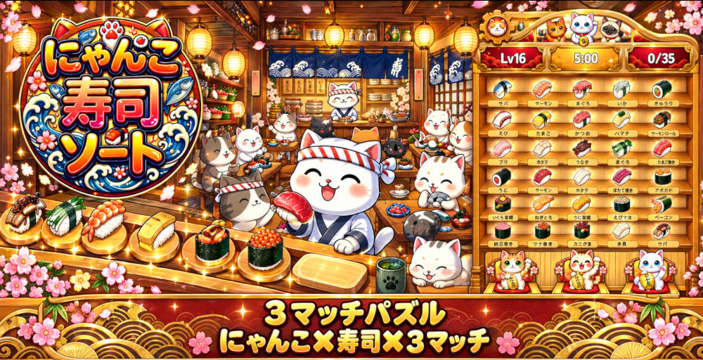 にゃんこ寿司ソートのスクリーンショット_1