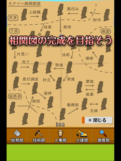 モアイ発掘記 - 幻のモアイ一族相関図のスクリーンショット_5