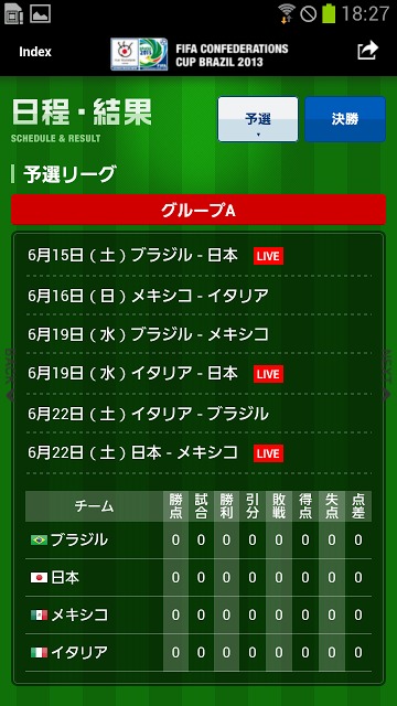 FIFAコンフェデレーションズカップ2013応援アプリのスクリーンショット_4