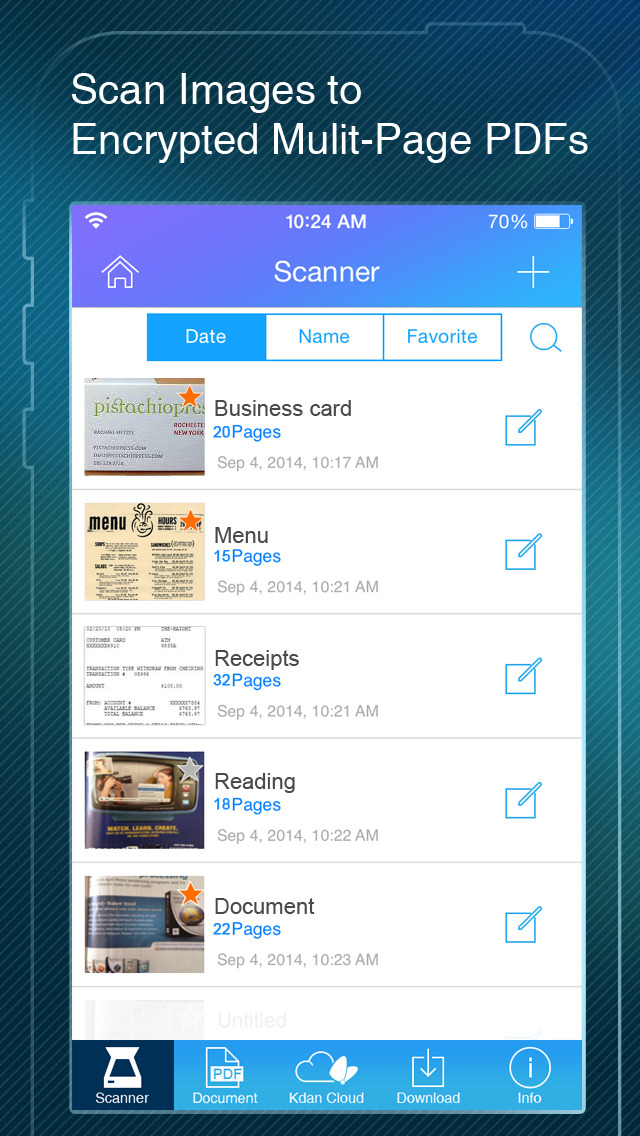 Pocket Scanner - Scan Images to Encrypted Multi-Page PDFsのスクリーンショット_1