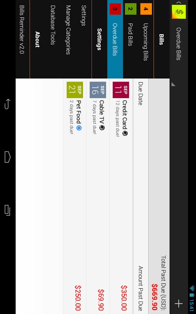 Bills Reminder Liteのスクリーンショット_1