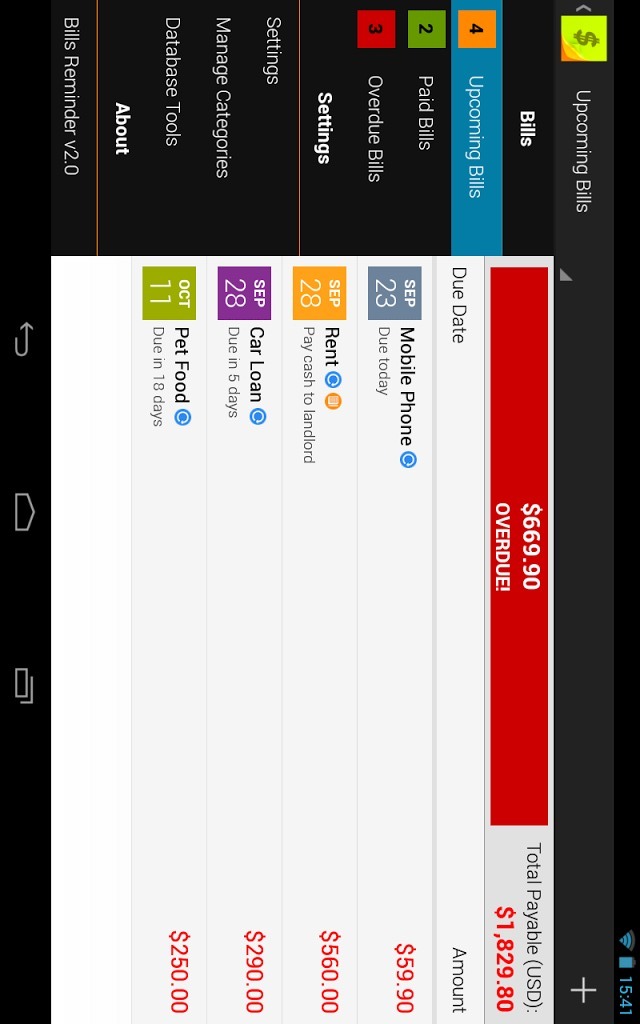 Bills Reminder Liteのスクリーンショット_3