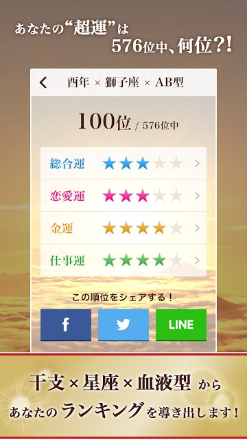 2015年の運勢ランキング！あなたは何位？超運2015のスクリーンショット_1
