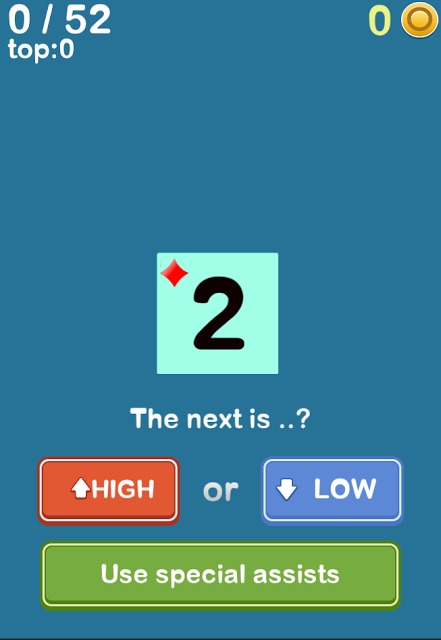 52 High-Low[トランプで簡単暇つぶし]のスクリーンショット_1