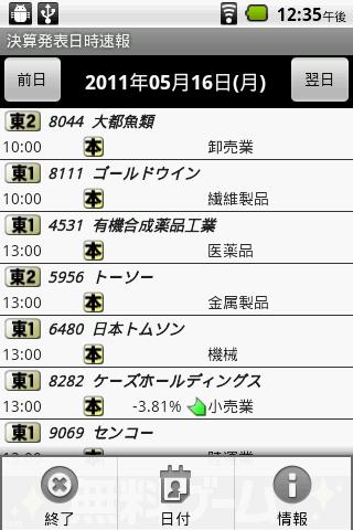 決算発表日時速報のスクリーンショット_2