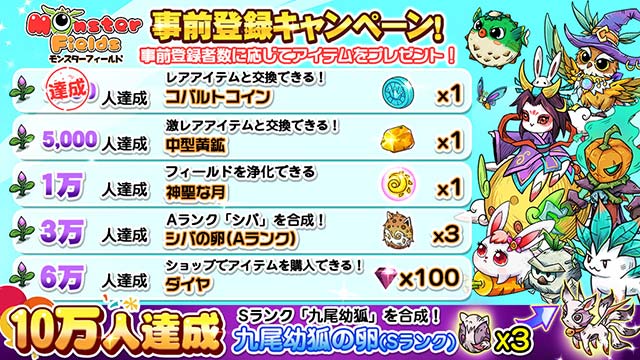『モンスターフィールド』の事前登録者数が1,000人を突破！！