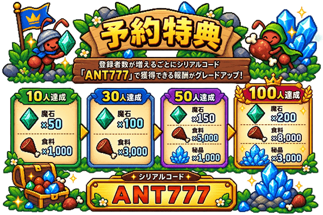 IdleFantasyAnt〜放置で育てるアリ王国〜の特典情報