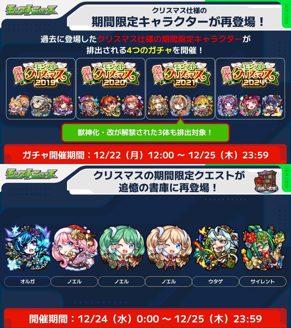 クリスマス仕様の期間限定キャラ